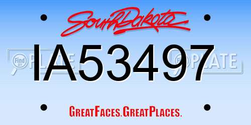 IA53497 South Dakota License Plate