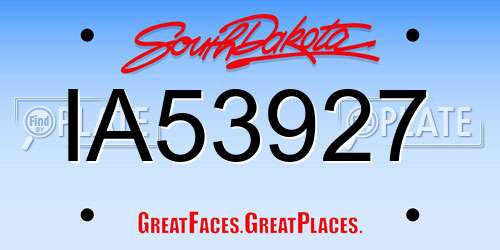 IA53927 South Dakota License Plate