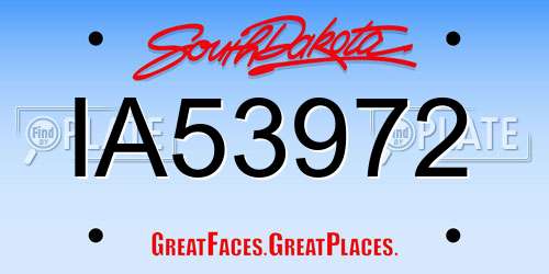 IA53972 South Dakota License Plate