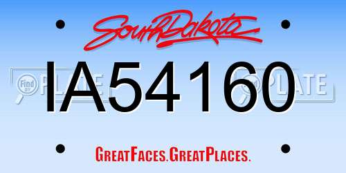 IA54160 South Dakota License Plate