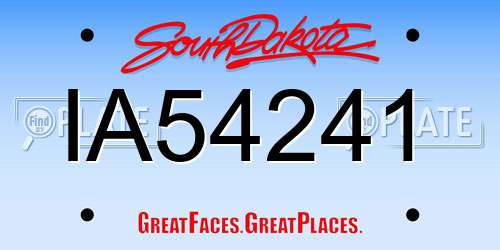 IA54241 South Dakota License Plate