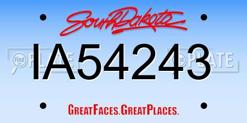 IA54243 South Dakota License Plate
