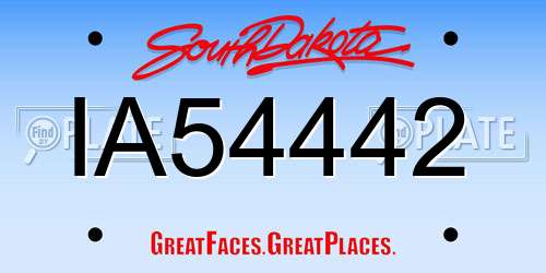 IA54442 South Dakota License Plate