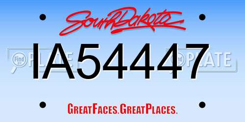IA54447 South Dakota License Plate