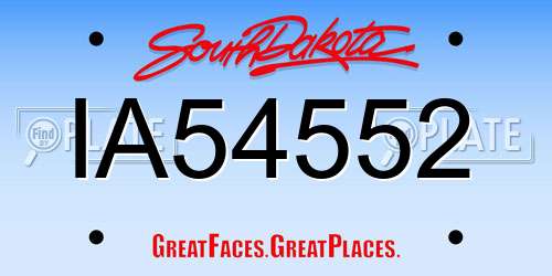 IA54552 South Dakota License Plate