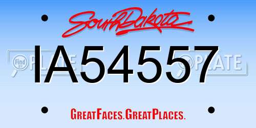 IA54557 South Dakota License Plate