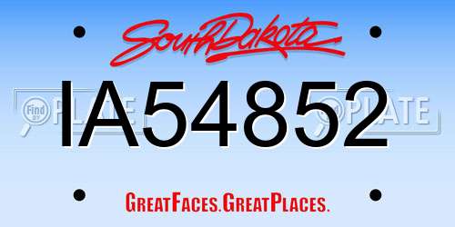 IA54852 South Dakota License Plate