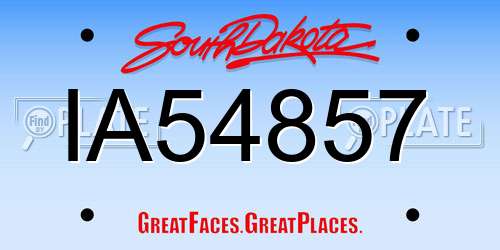 IA54857 South Dakota License Plate