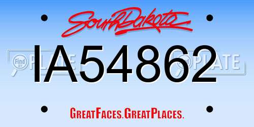 IA54862 South Dakota License Plate
