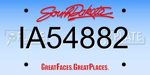 IA54882 South Dakota License Plate