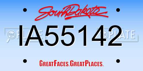 IA55142 South Dakota License Plate