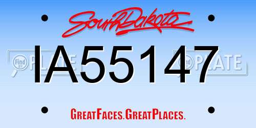 IA55147 South Dakota License Plate