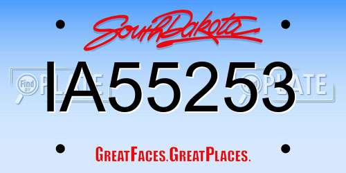 IA55253 South Dakota License Plate