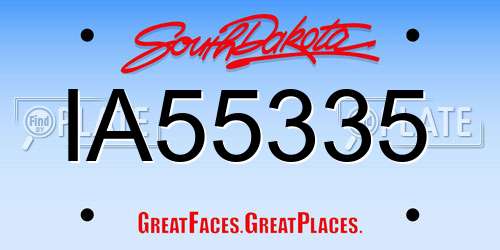 IA55335 South Dakota License Plate