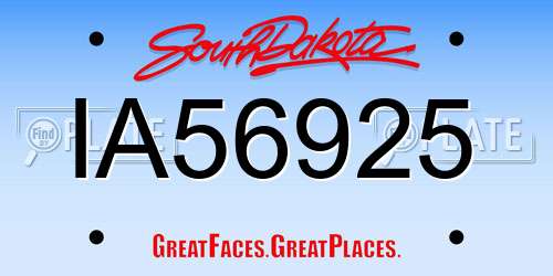 IA56925 South Dakota License Plate