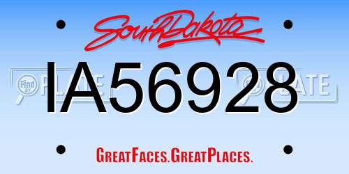 IA56928 South Dakota License Plate