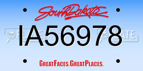 IA56978 South Dakota License Plate