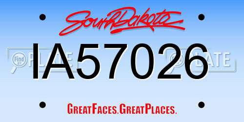 IA57026 South Dakota License Plate