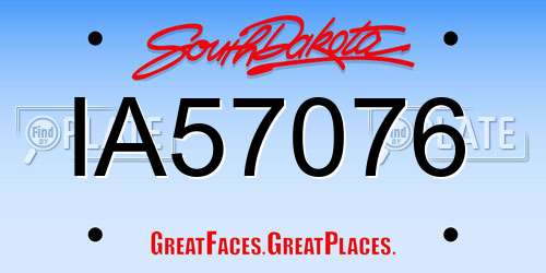 IA57076 South Dakota License Plate