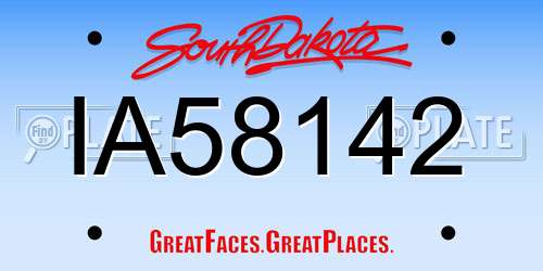IA58142 South Dakota License Plate