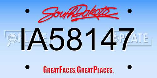 IA58147 South Dakota License Plate