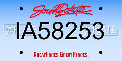 IA58253 South Dakota License Plate