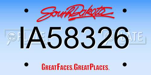 IA58326 South Dakota License Plate
