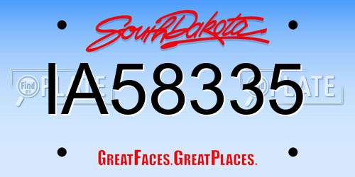IA58335 South Dakota License Plate