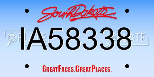 IA58338 South Dakota License Plate