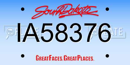 IA58376 South Dakota License Plate