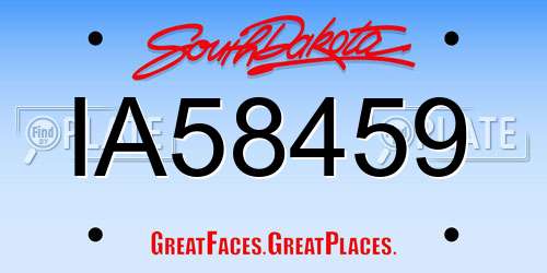 IA58459 South Dakota License Plate