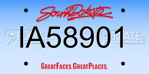 IA58901 South Dakota License Plate