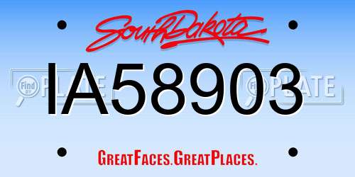 IA58903 South Dakota License Plate
