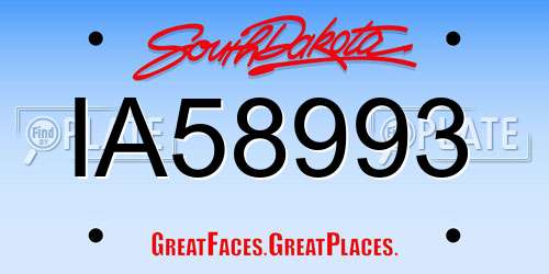 IA58993 South Dakota License Plate