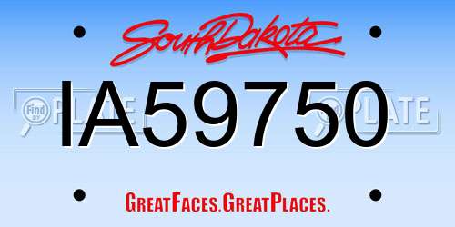 IA59750 South Dakota License Plate