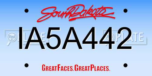 IA5A442 South Dakota License Plate