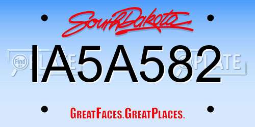 IA5A582 South Dakota License Plate
