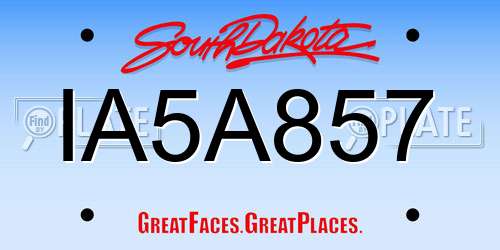 IA5A857 South Dakota License Plate