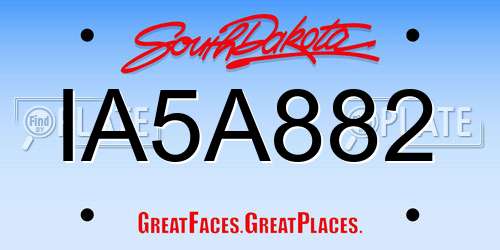 IA5A882 South Dakota License Plate