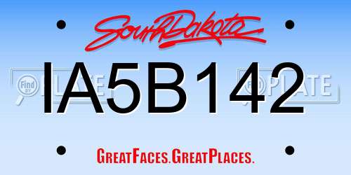 IA5B142 South Dakota License Plate