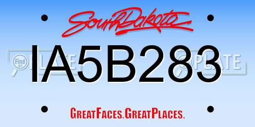IA5B283 South Dakota License Plate