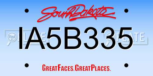 IA5B335 South Dakota License Plate