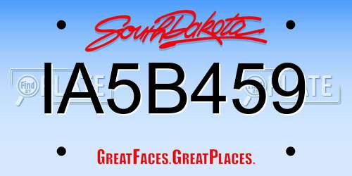 IA5B459 South Dakota License Plate
