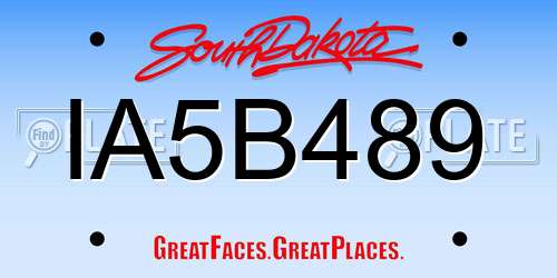 IA5B489 South Dakota License Plate
