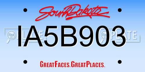IA5B903 South Dakota License Plate