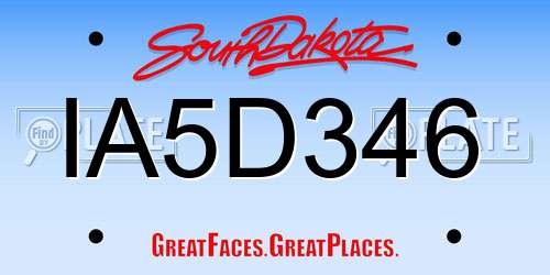 IA5D346 South Dakota License Plate