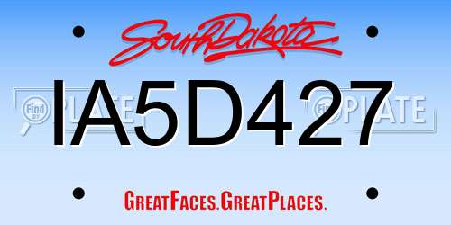IA5D427 South Dakota License Plate