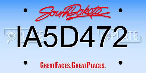 IA5D472 South Dakota License Plate
