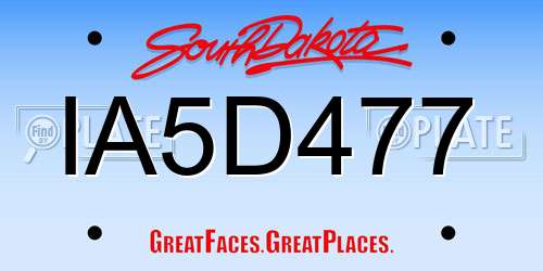 IA5D477 South Dakota License Plate