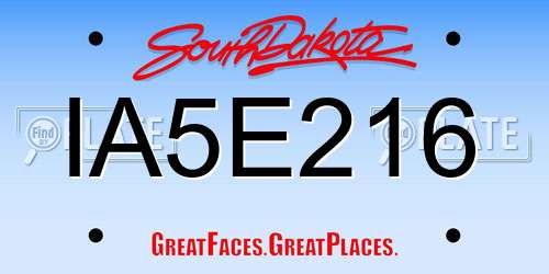 IA5E216 South Dakota License Plate